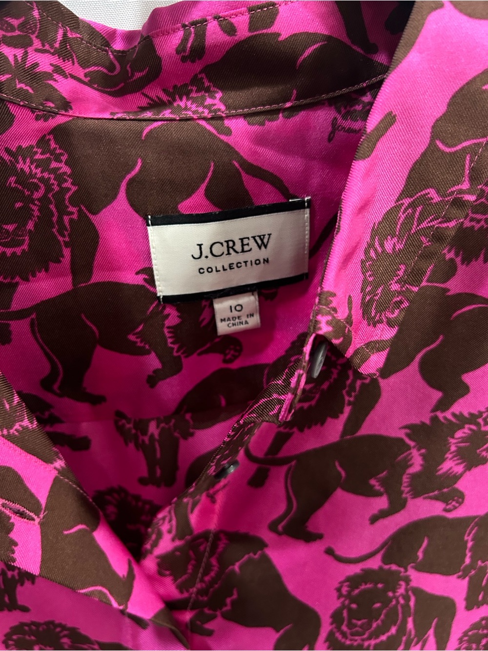 J. Crew Collection Silk Twill Shirt sleepy Lion - Picture 2 of 4